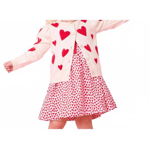 NEW PINK CHICKEN constance sweater in cream and red hearts